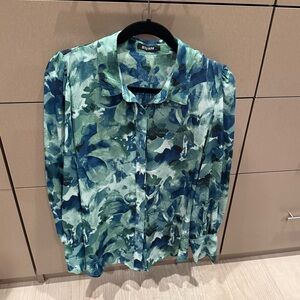 Blue and Green Camouflage Blouse